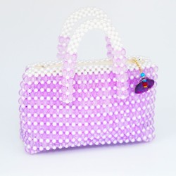 Sac mauve en perles artisanal